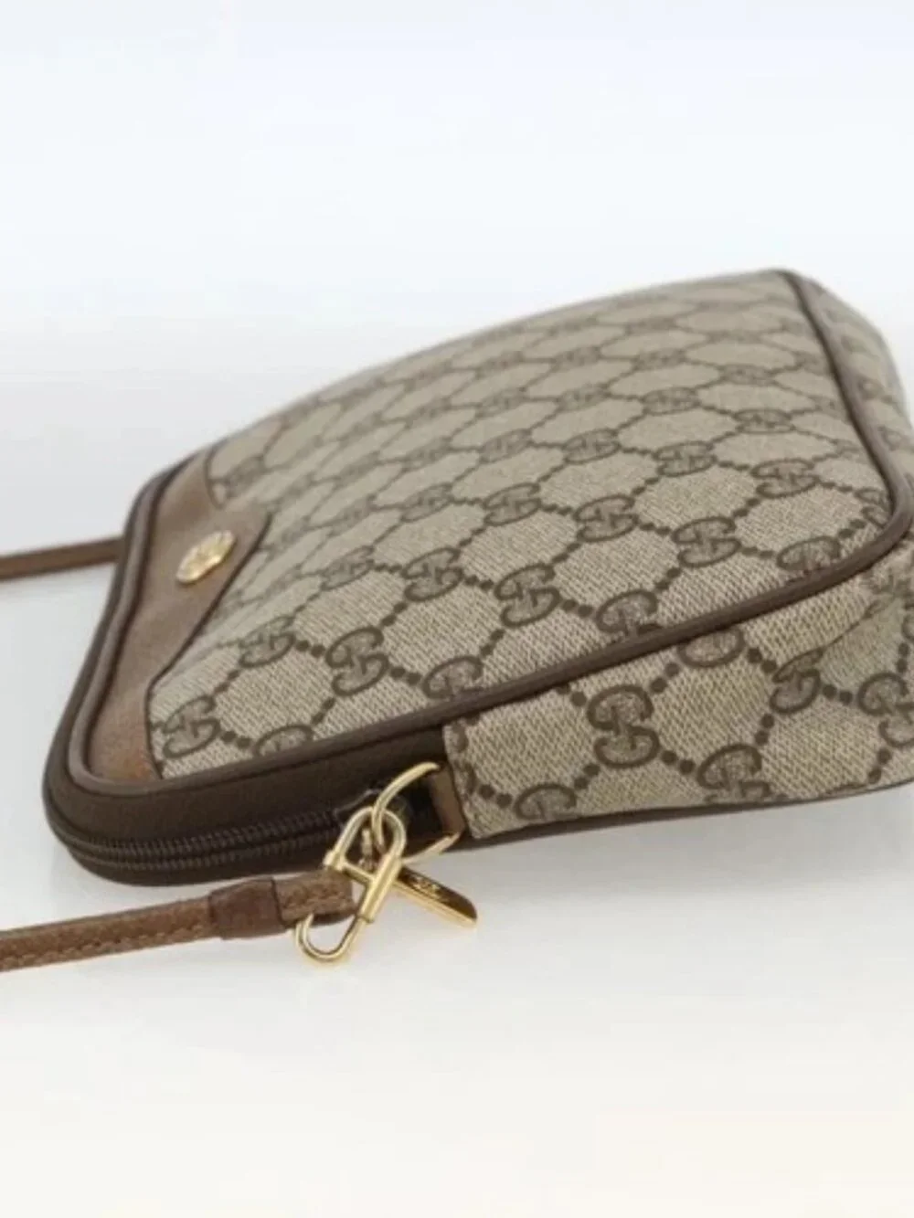 GUCCI GG Supreme Shoulder Bag PVC Beige Gold 116 02 068 Auth ka3454